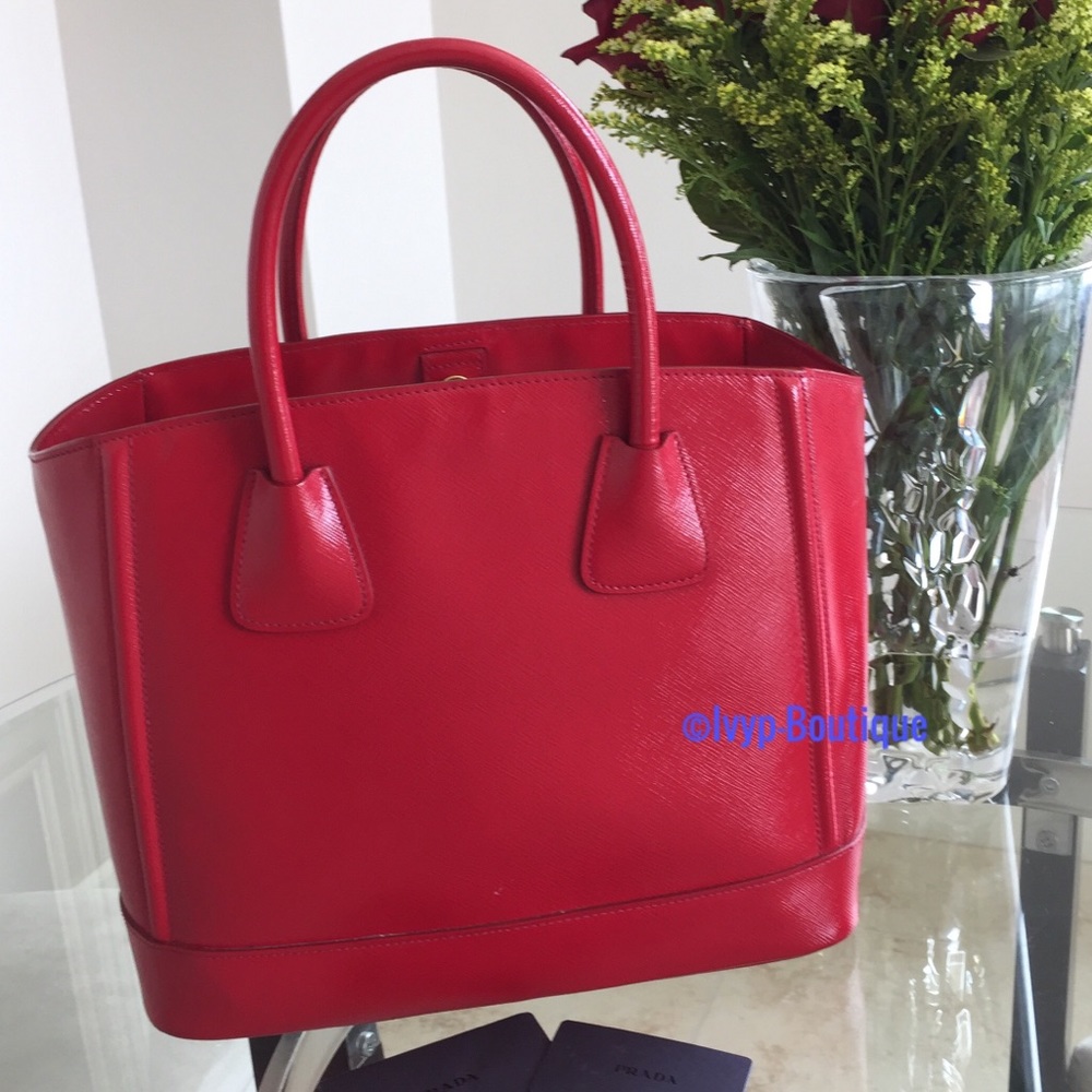 Prada Red Saffiano Tote - Picture 3 of 10